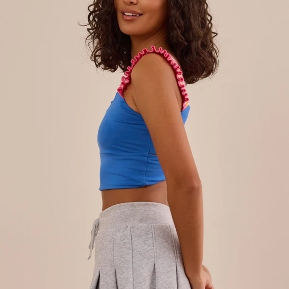 NWT Altar'd State Playful Pace Ruffle Tank- COBALT BLUE - Picture 3 of 3